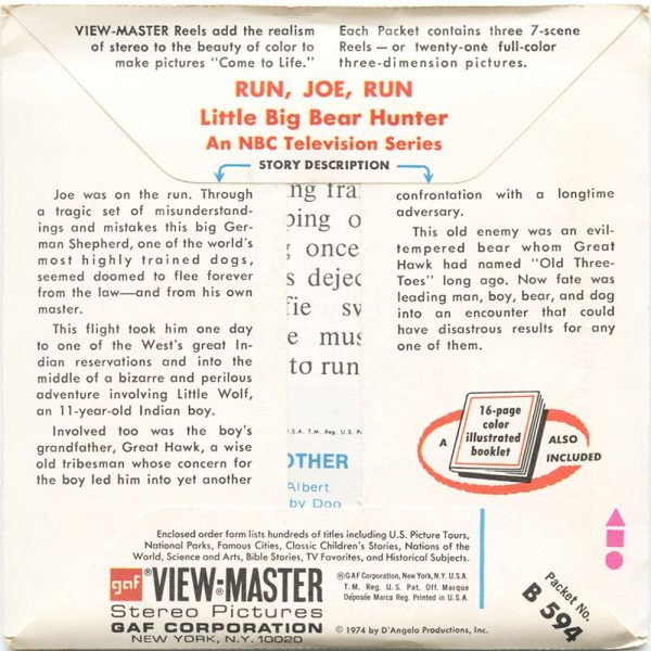 Run, Joe, Run - View-Master 3 Reel Packet - 1974 - vintage - B594-G3A Online now