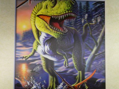 Dinosaur T-Rex Running - 3D Lenticular Poster - 16 x 16 Print - New Supply