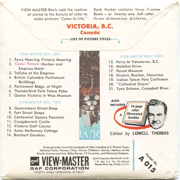 Victoria and Vancouver Island, B.C. - View-Master 3 Reel Packet - vintage - A015-G1A Fashion