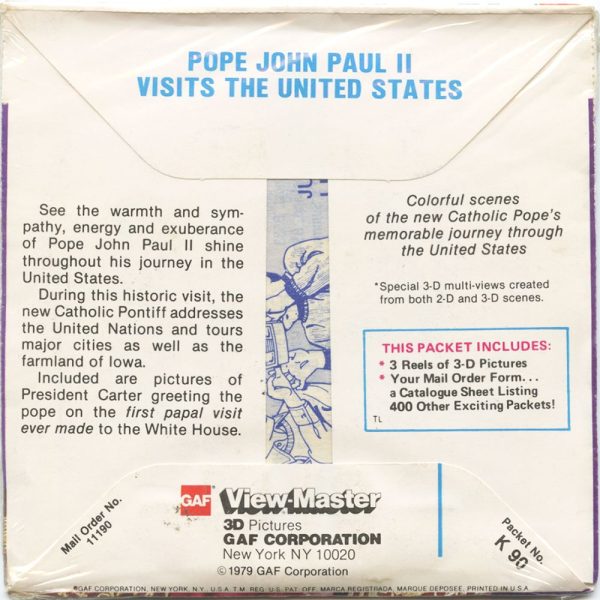 Pope John Paul II - View-Master 3 Reel Packet - 1979 - vintage - K90-G6 For Discount