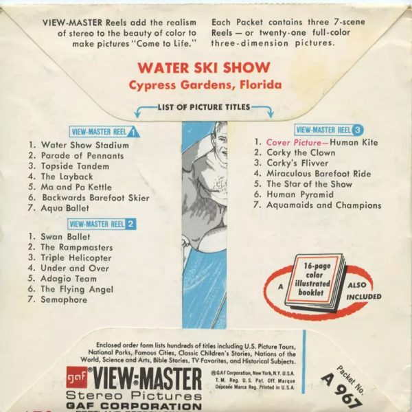 Cypress Gardens - Water Ski Show - View-Master 3 Reel Packet - vintage - A967-G1B Online now