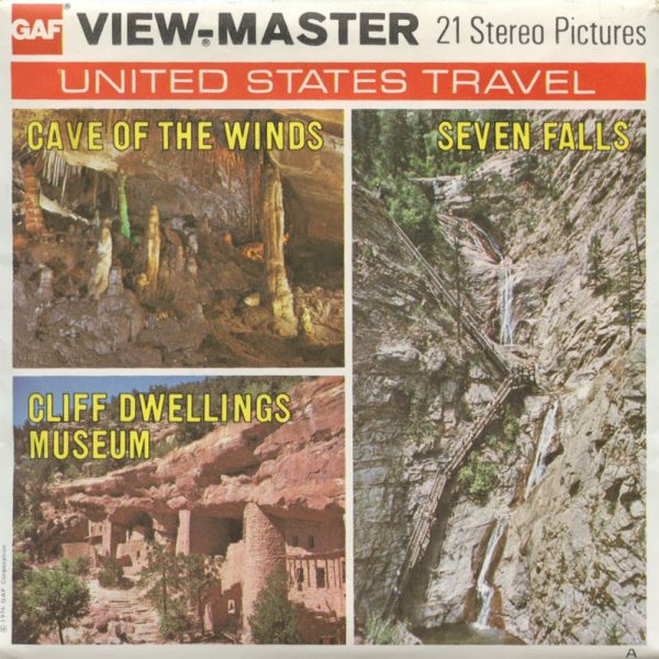 Cave of the Winds, 7 Falls, Cliff Dwelling - View-Master 3 Reel Packet - vintage - A334-G5A Supply