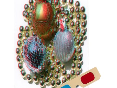 Christmas Tree Ornaments  - Phantogram Greeting Card - with 3D Glasses - Image Pops Up from the Card - Unique 3D - NEW Fashion