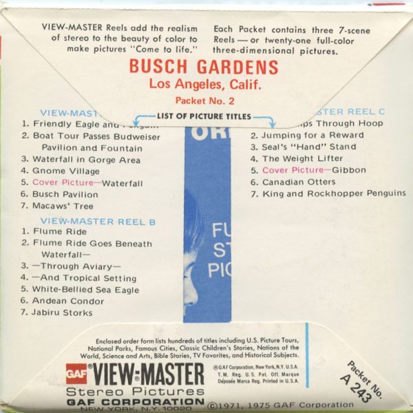 Busch Gardens Packet. No2 - View-Master 3 Reel Packet - vintage - A243-G5A For Cheap