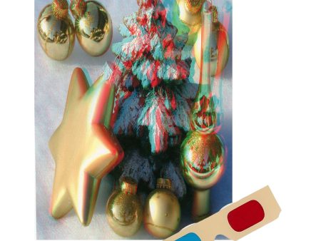 Christmas Tree & Ornaments - Phantogram Greeting Card - with 3D Glasses - Image Pops Up from the Card - Unique 3D - NEW Discount