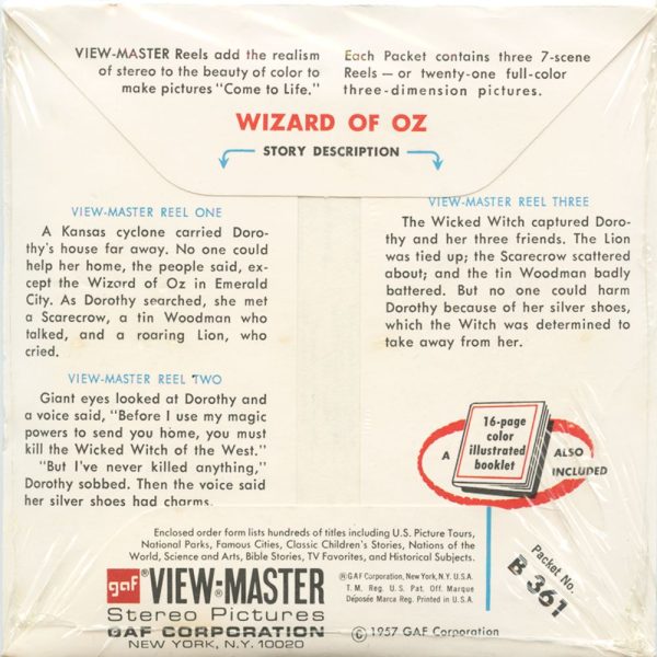 Wizard of Oz - View-Master 3 Reel Packet - 1957 - vintage - B361-G3A Online