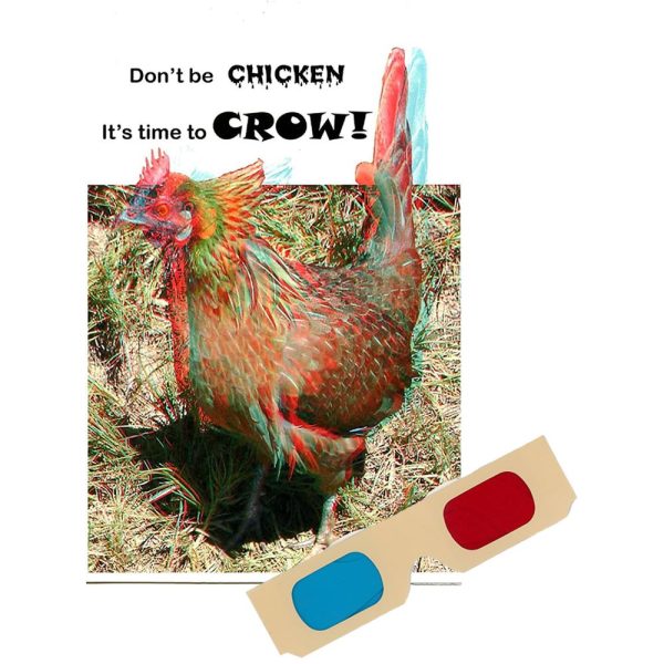 Rooster - Phantogram Greeting Card - with 3D Glasses - Image Pops Up from the Card - Unique 3D - NEW Supply