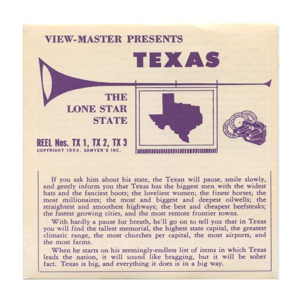 Texas - View-Master 3 Reel Packet - vintage - TX-1,2,3-S1 Online Hot Sale