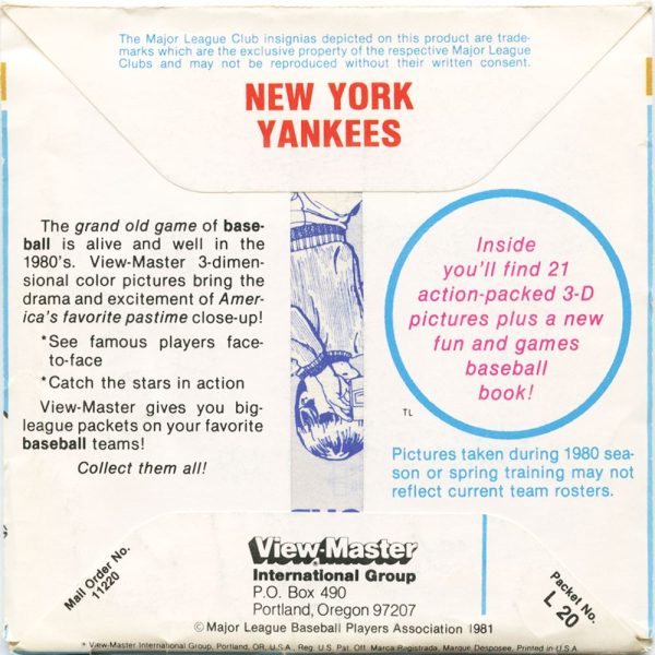 New York Yankees - View-Master 3 Reel Packet - 1981 - vintage - L20-V2 Online Hot Sale