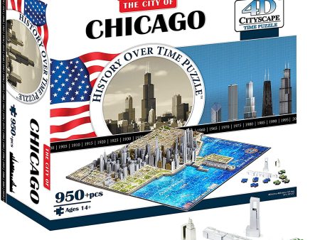 Puzzle - 4D Cityscape - History Over Time Puzzle: Chicago (953 Pieces) For Cheap